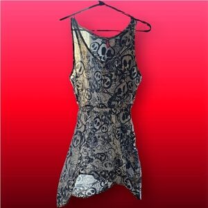 H&M Black and White Skull Print Mini Dress